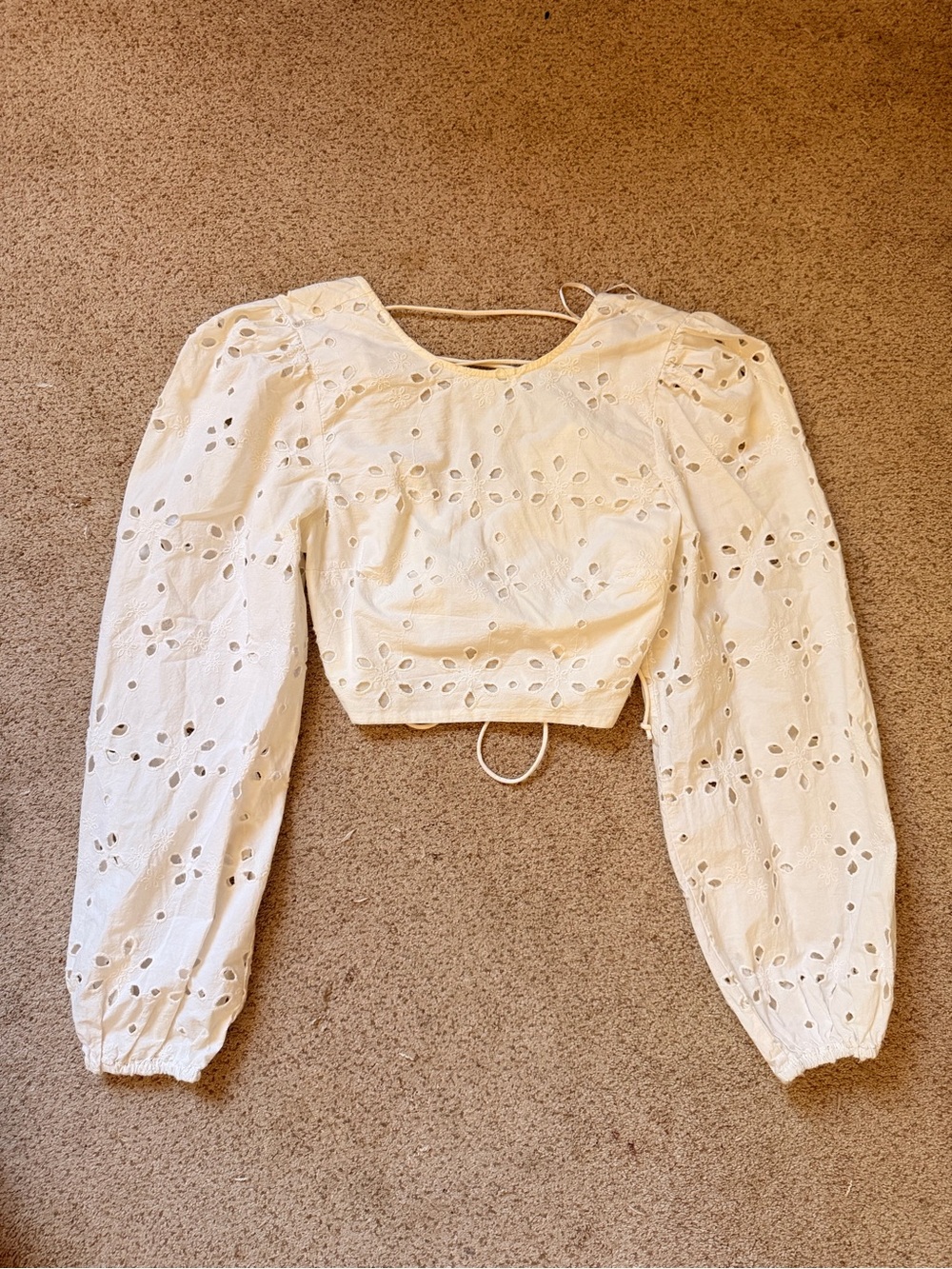 Zara White Eyelet Corset Back Crop Top